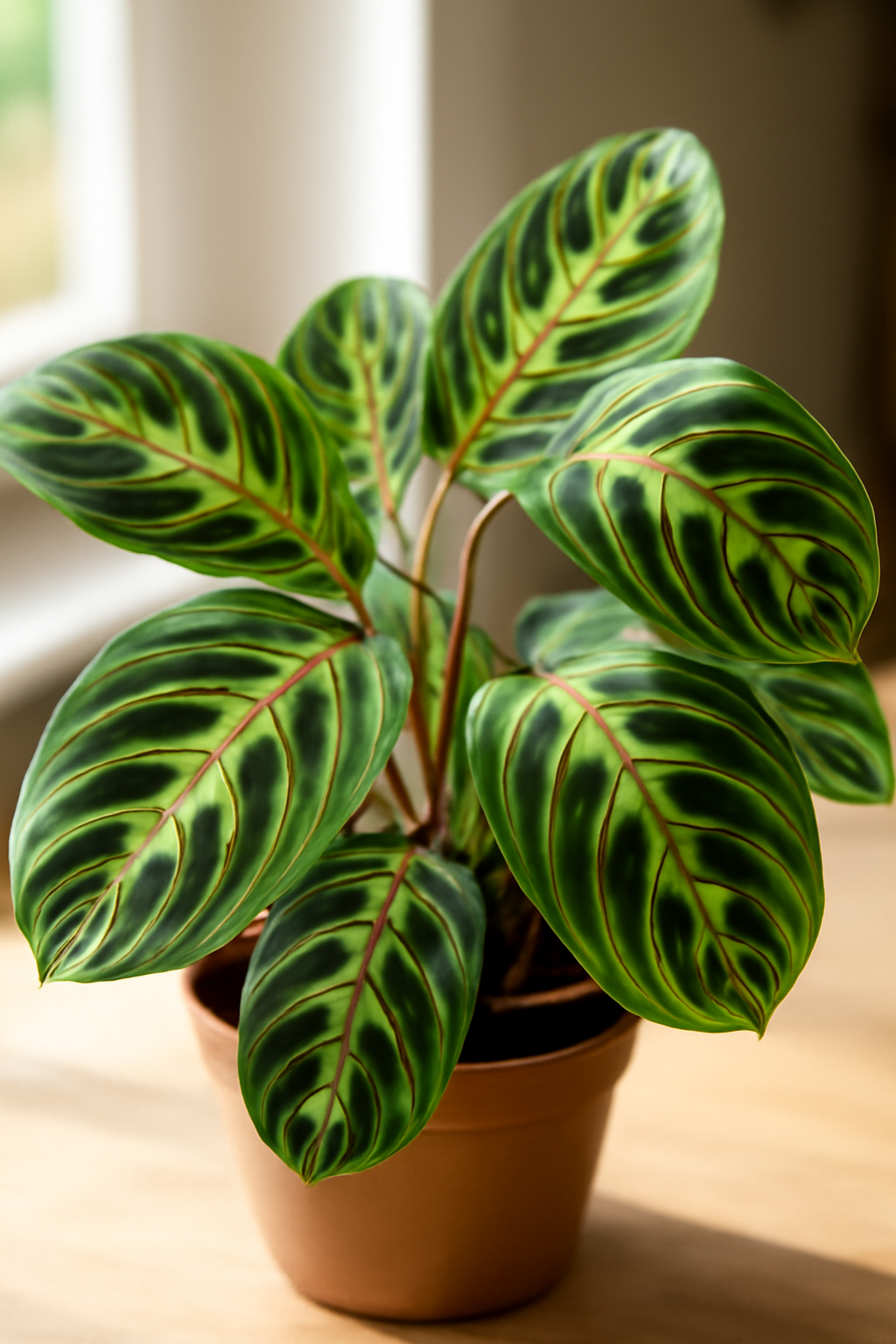 A Maranta növény különleges, mintás levelekkel díszített, zöld szobanövény.