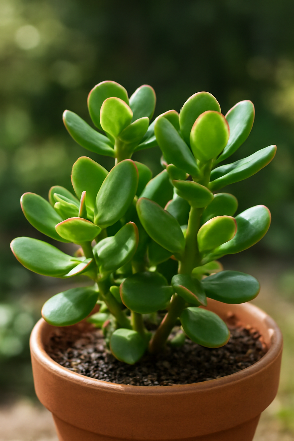 Zöld varjúháj pozsgás növény cserépben, egészséges levelekkel.