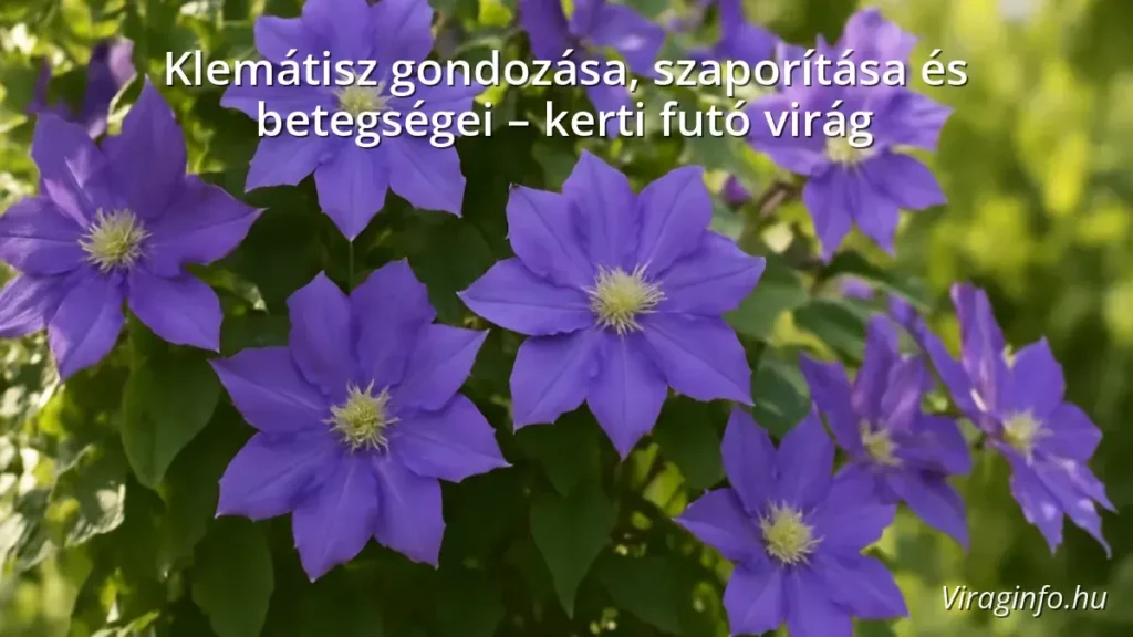 Vibrant blooming clematis climbing on garden trellis