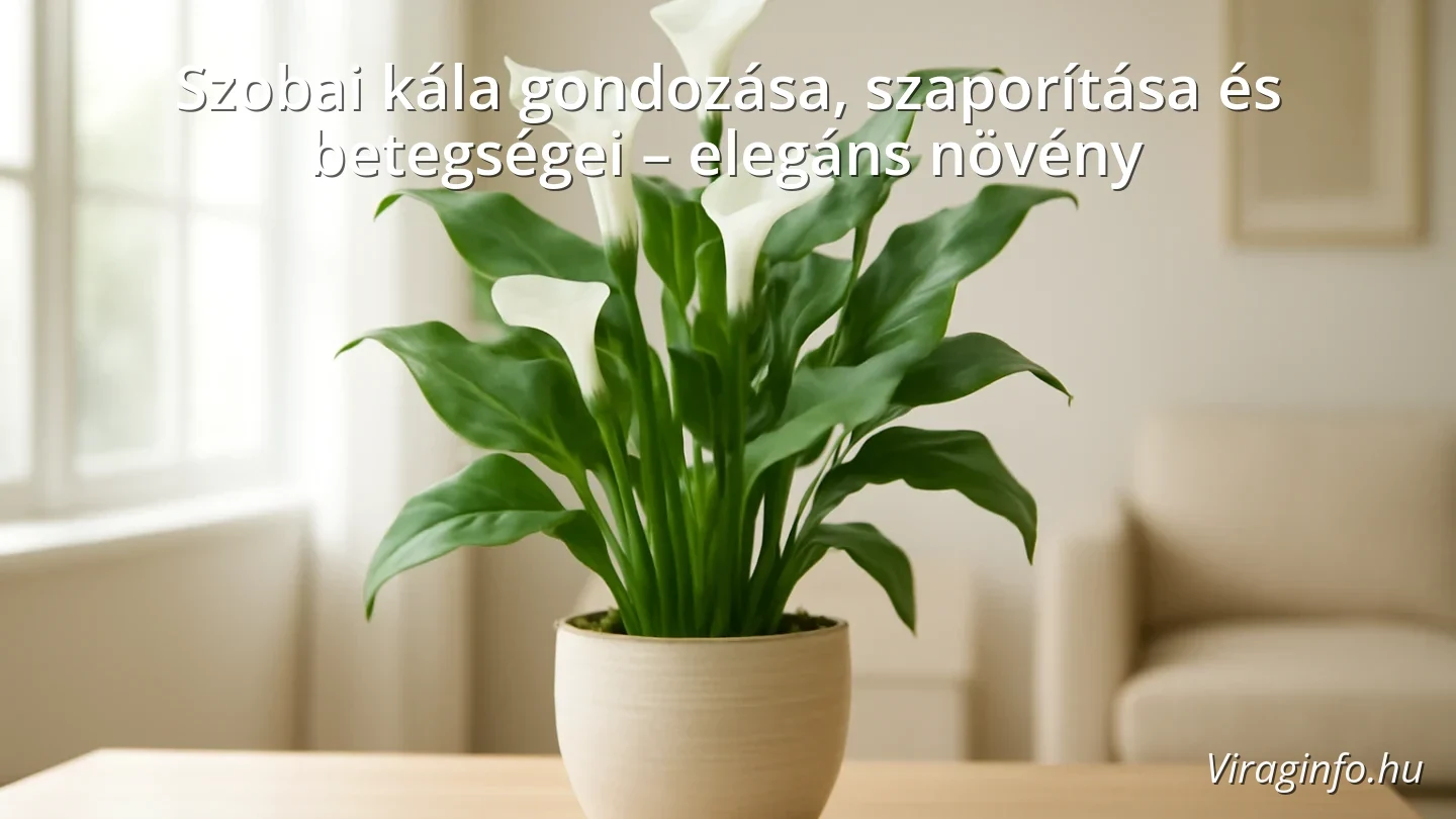 Szobai kála fehér virágokkal és zöld levelekkel egy világos szobában